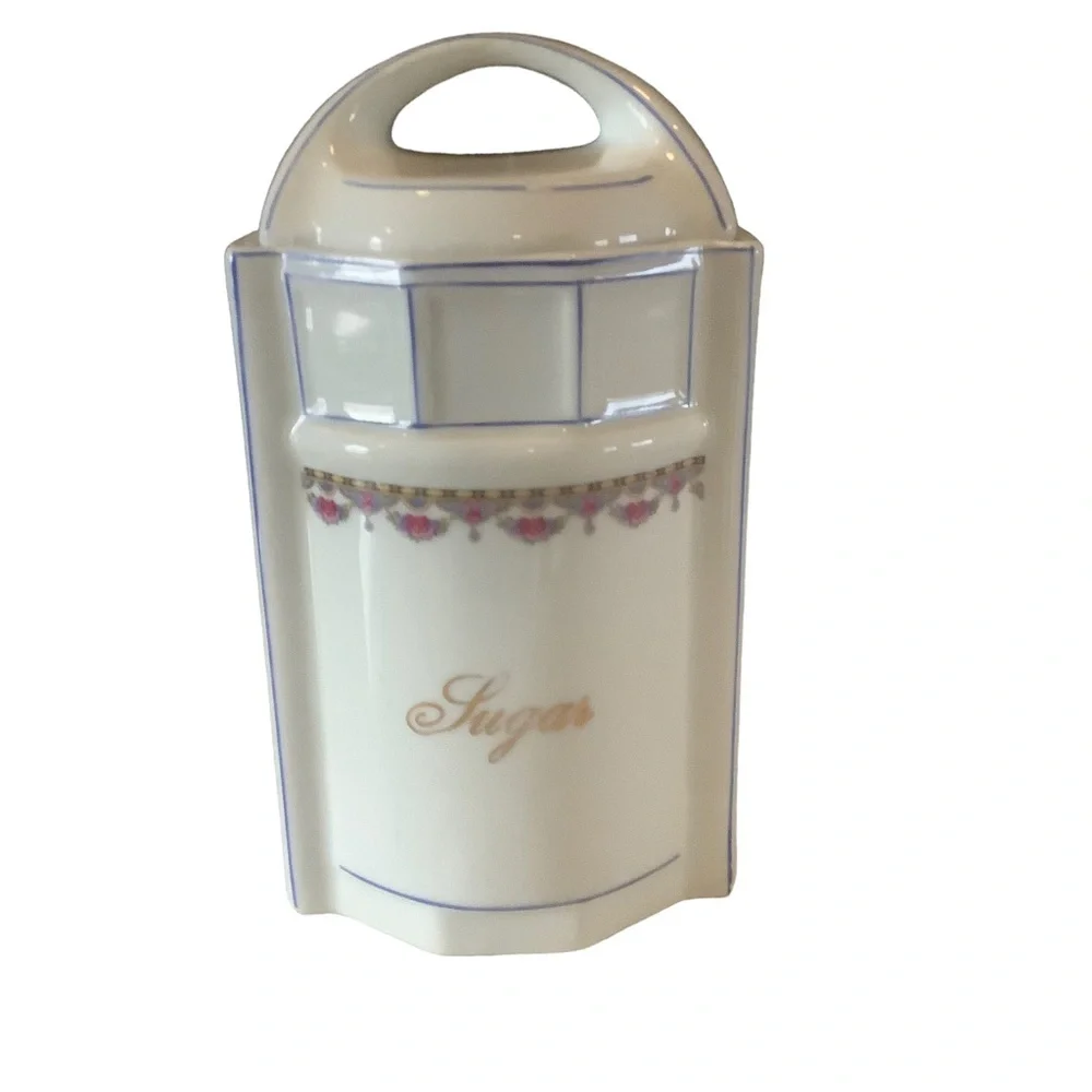Vintage /antique porcelain ceramic white canister w/lid Sugar canister.Germany